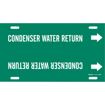 Marqueur de tuyau «Condenser Water Return», À attacher, 10" h x 32" la, Blanc/vert