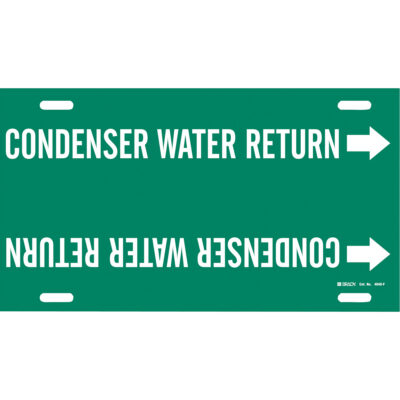 Marqueur de tuyau «Condenser Water Return», À attacher, 8" h x 16" la, Blanc/vert
