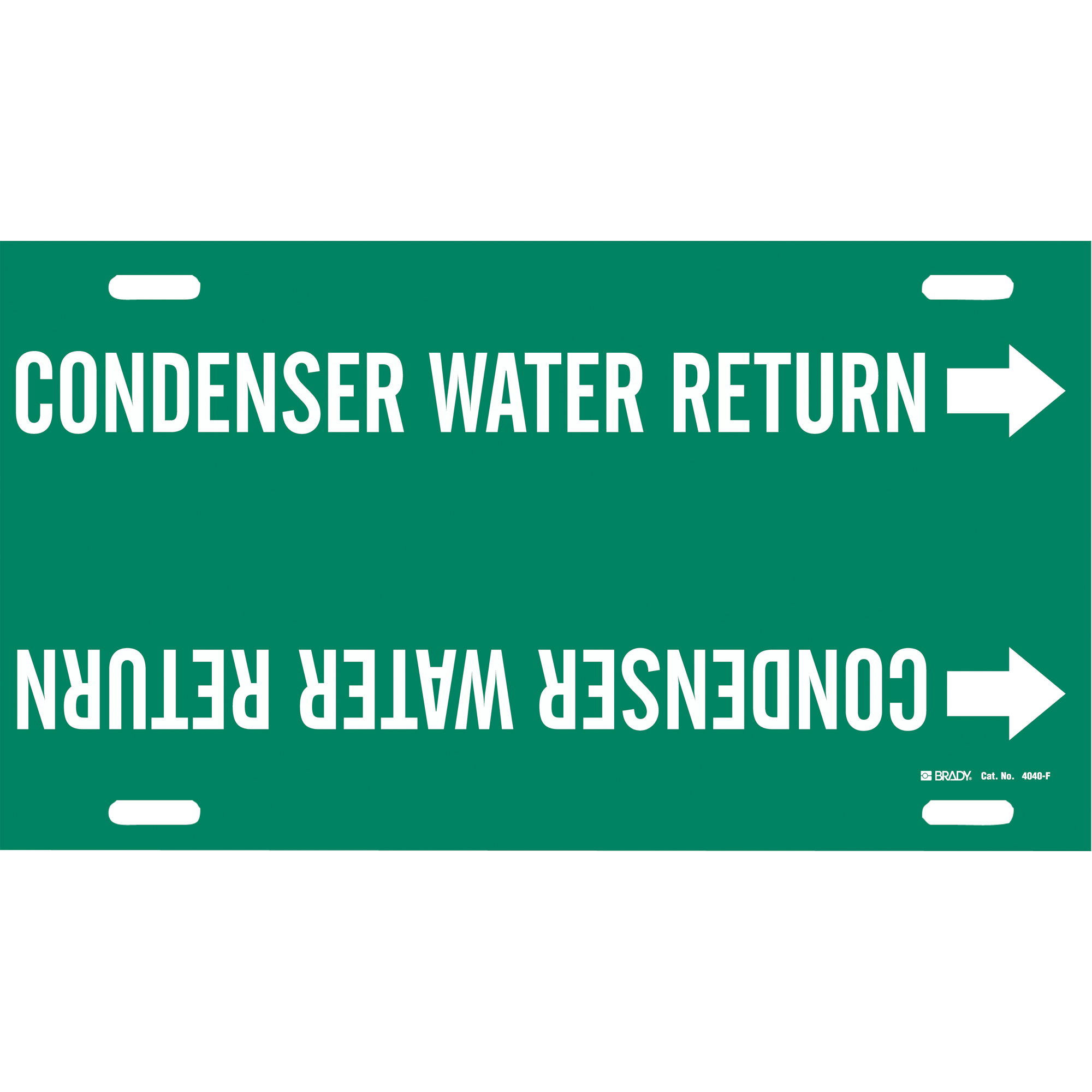 Marqueur de tuyau «Condenser Water Return», À attacher, 8" h x 16" la, Blanc/vert