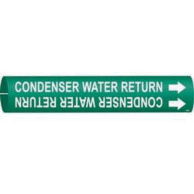 Marqueur de tuyau «Condenser Water Return», À pression, 13/16" h x 13/16" la, Blanc/vert