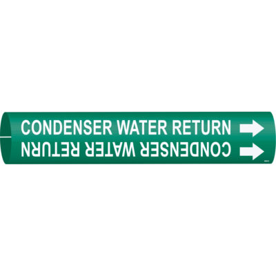 Marqueur de tuyau «Condenser Water Return», À pression, 2-13/16" h x 2-13/16" la, Blanc/vert
