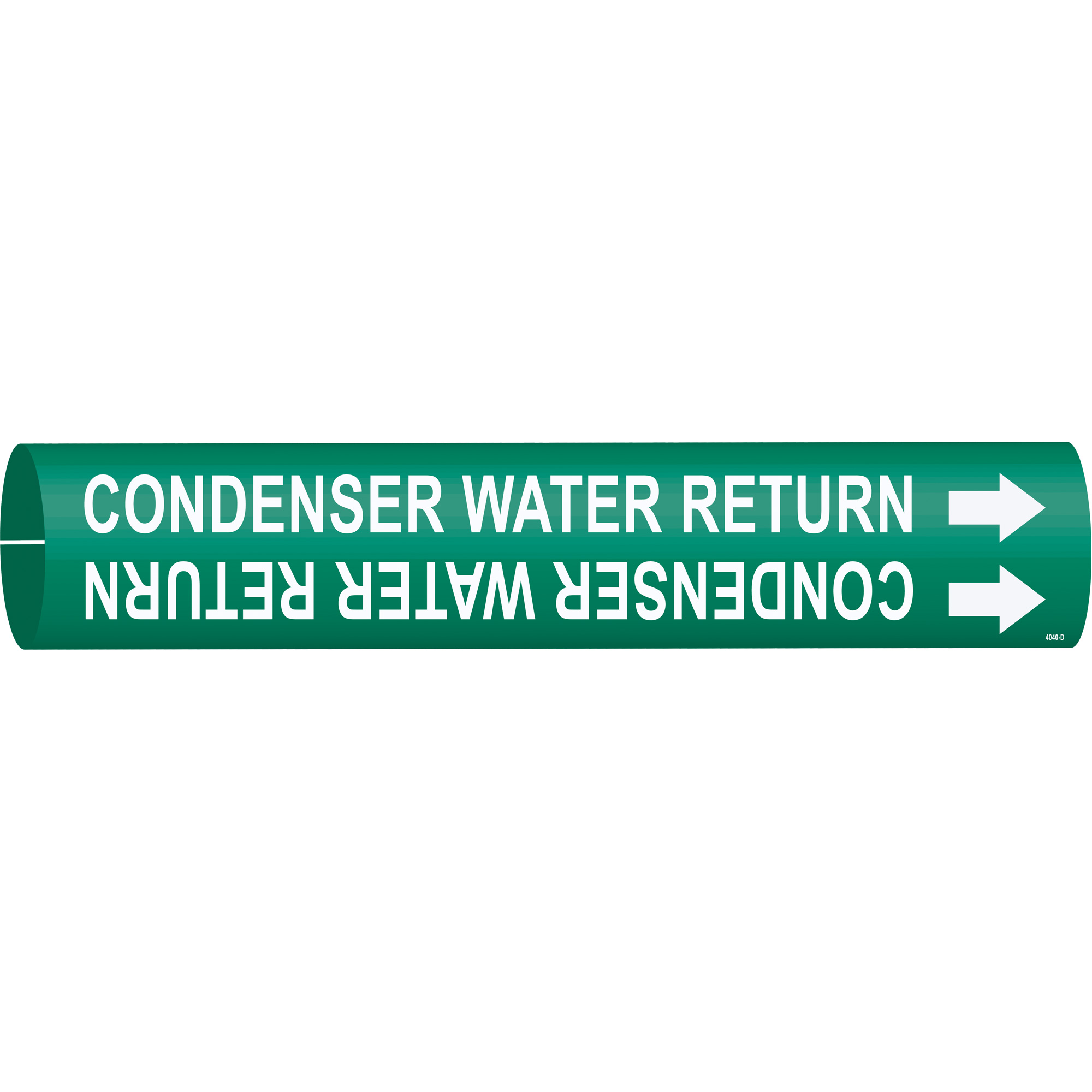 Marqueur de tuyau «Condenser Water Return», À pression, 2-13/16" h x 2-13/16" la, Blanc/vert