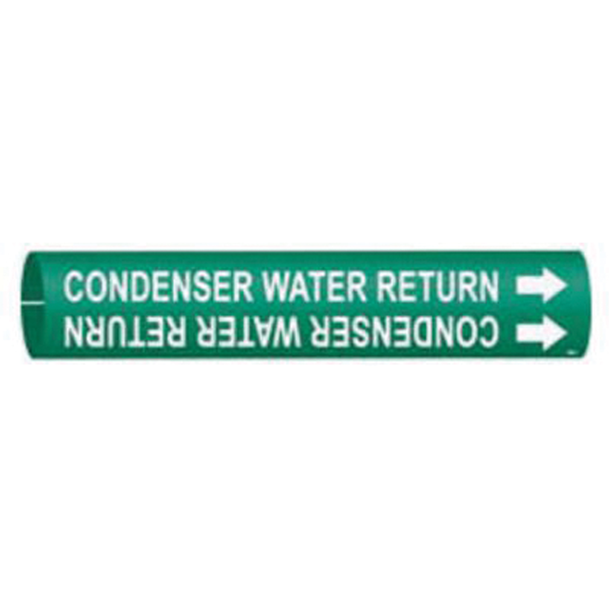 Marqueur de tuyau «Condenser Water Return», À pression, 2" h x 2" la, Blanc/vert