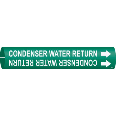 Marqueur de tuyau «Condenser Water Return», À pression, 7/8" h x 7/8" la, Blanc/vert