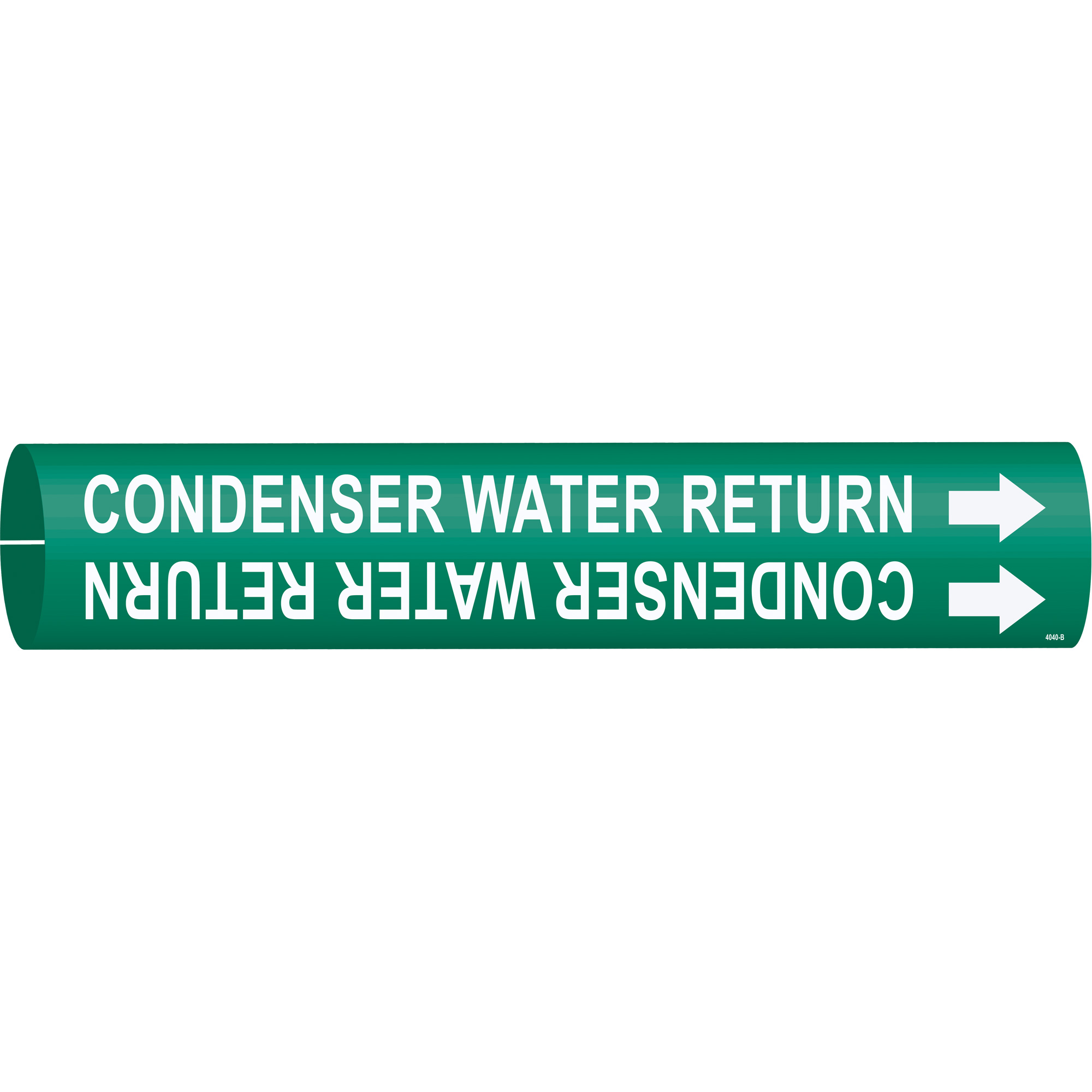 Marqueur de tuyau «Condenser Water Return», À pression, 7/8" h x 7/8" la, Blanc/vert