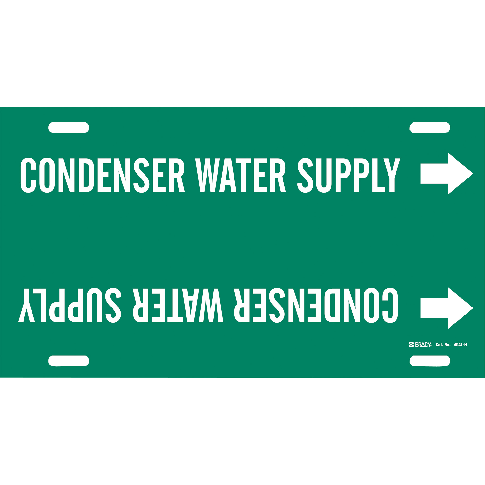 Marqueur de tuyau «Condenser Water Supply», À attacher, 10" h x 32" la, Blanc/vert