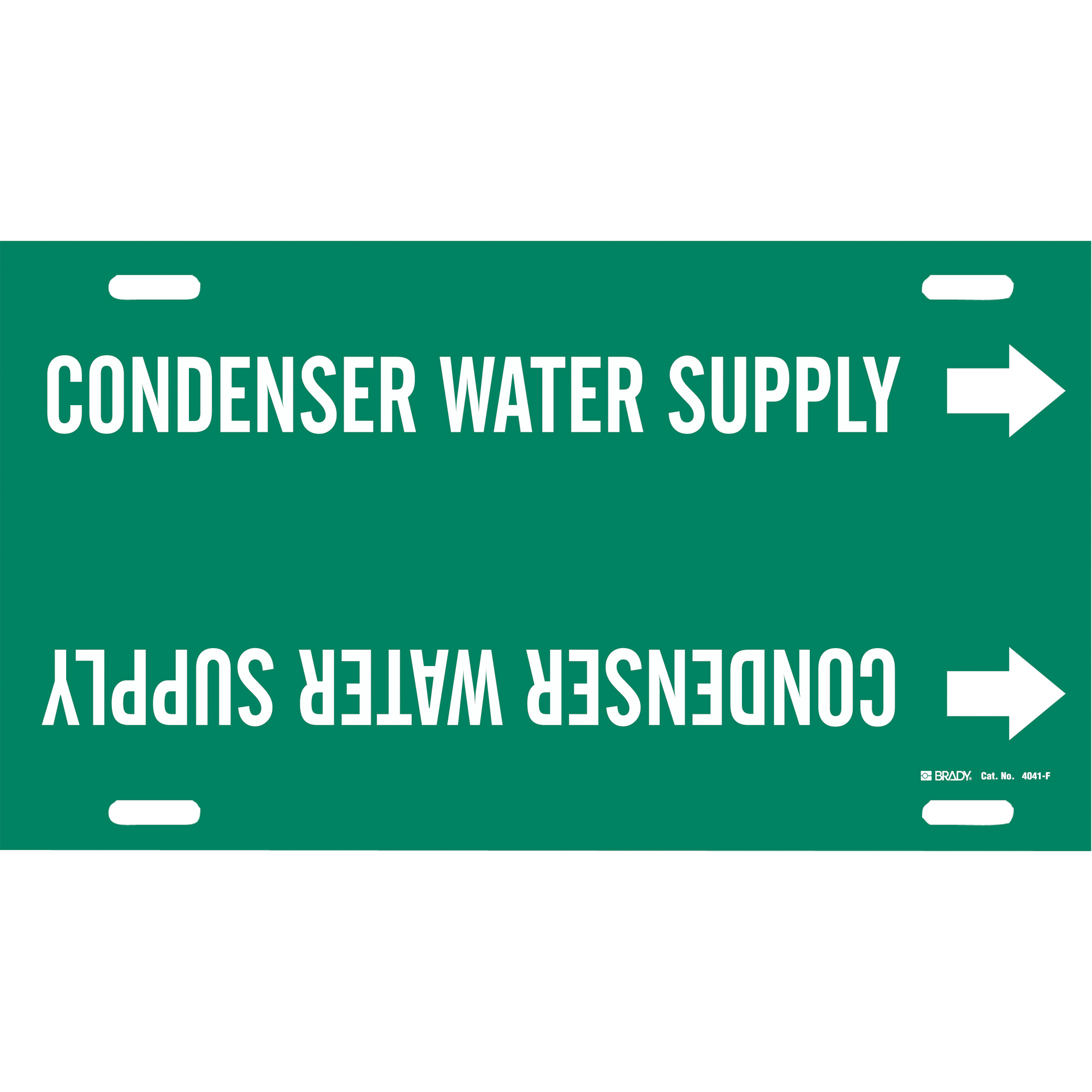 Marqueur de tuyau «Condenser Water Supply», À attacher, 8" h x 16" la, Blanc/vert