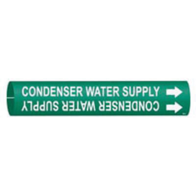 Marqueur de tuyau «Condenser Water Supply», À pression, 13/16" h x 13/16" la, Blanc/vert