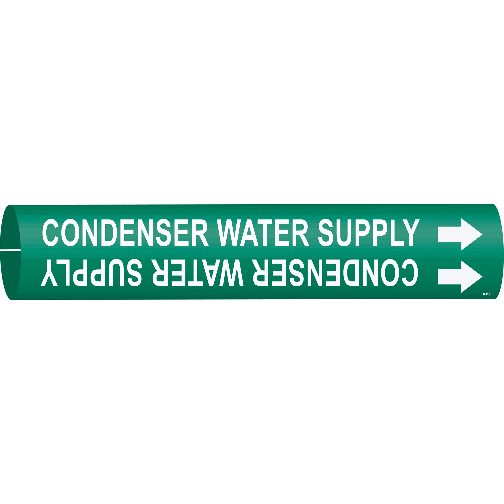 Marqueur de tuyau «Condenser Water Supply», À pression, 2-13/16" h x 2-13/16" la, Blanc/vert