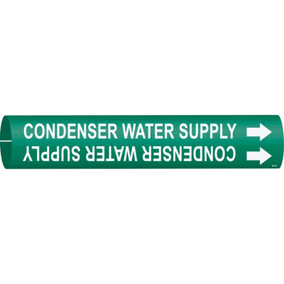 Marqueur de tuyau «Condenser Water Supply», À pression, 7/8" h x 7/8" la, Blanc/vert