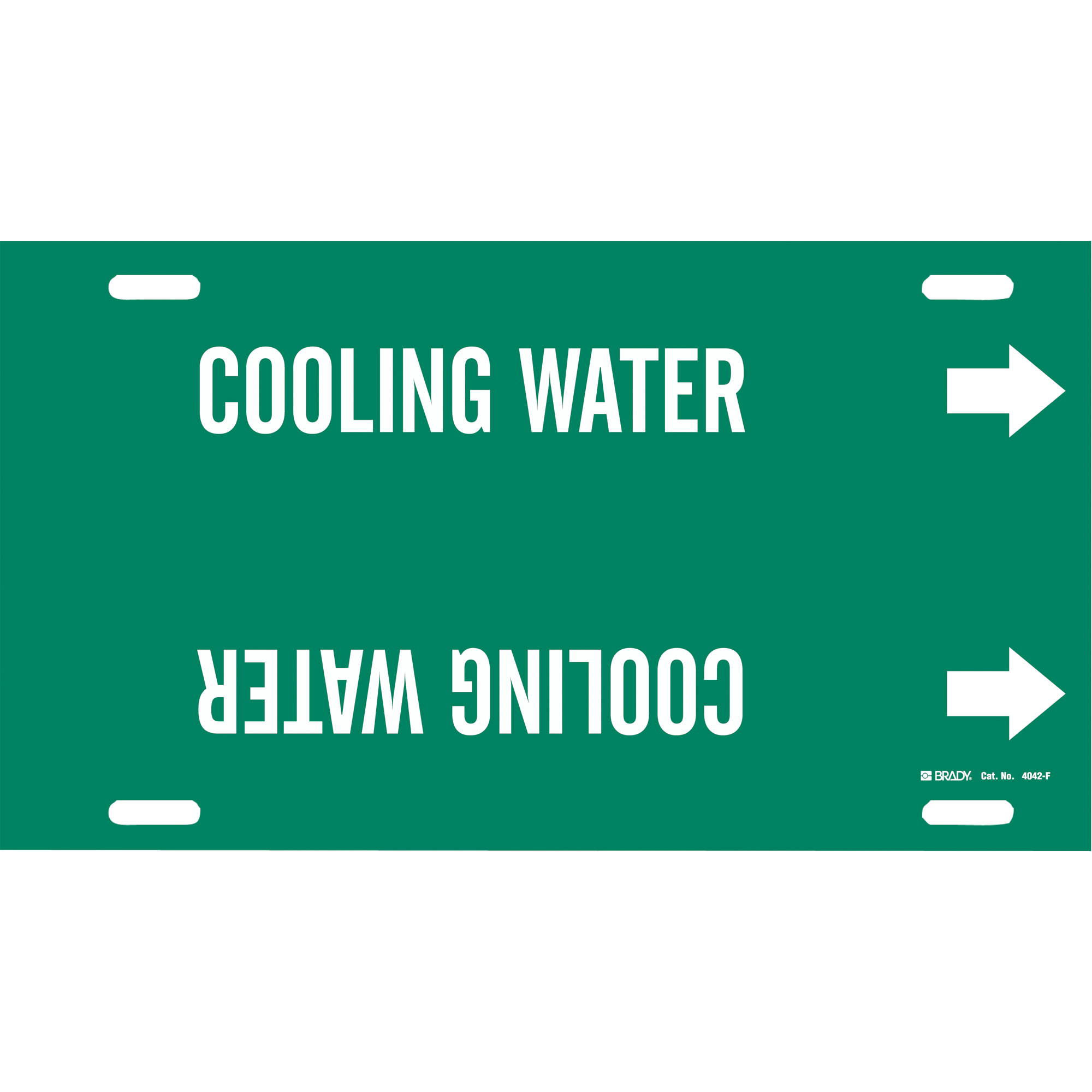Marqueur de tuyau «Cooling Water», À attacher, 8" h x 16" la, Blanc/vert