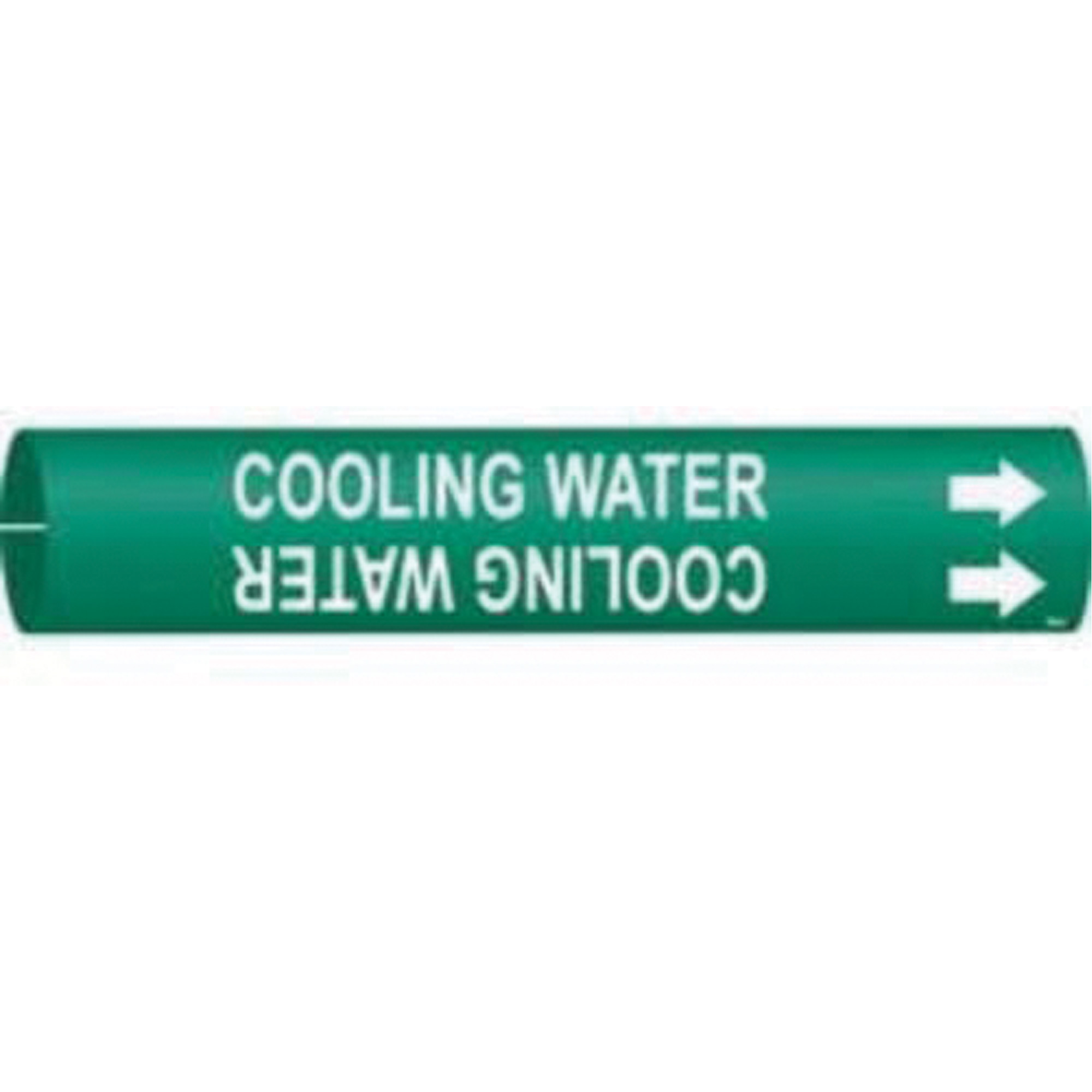 Marqueur de tuyau «Cooling Water», À pression, 2" h x 2" la, Blanc/vert