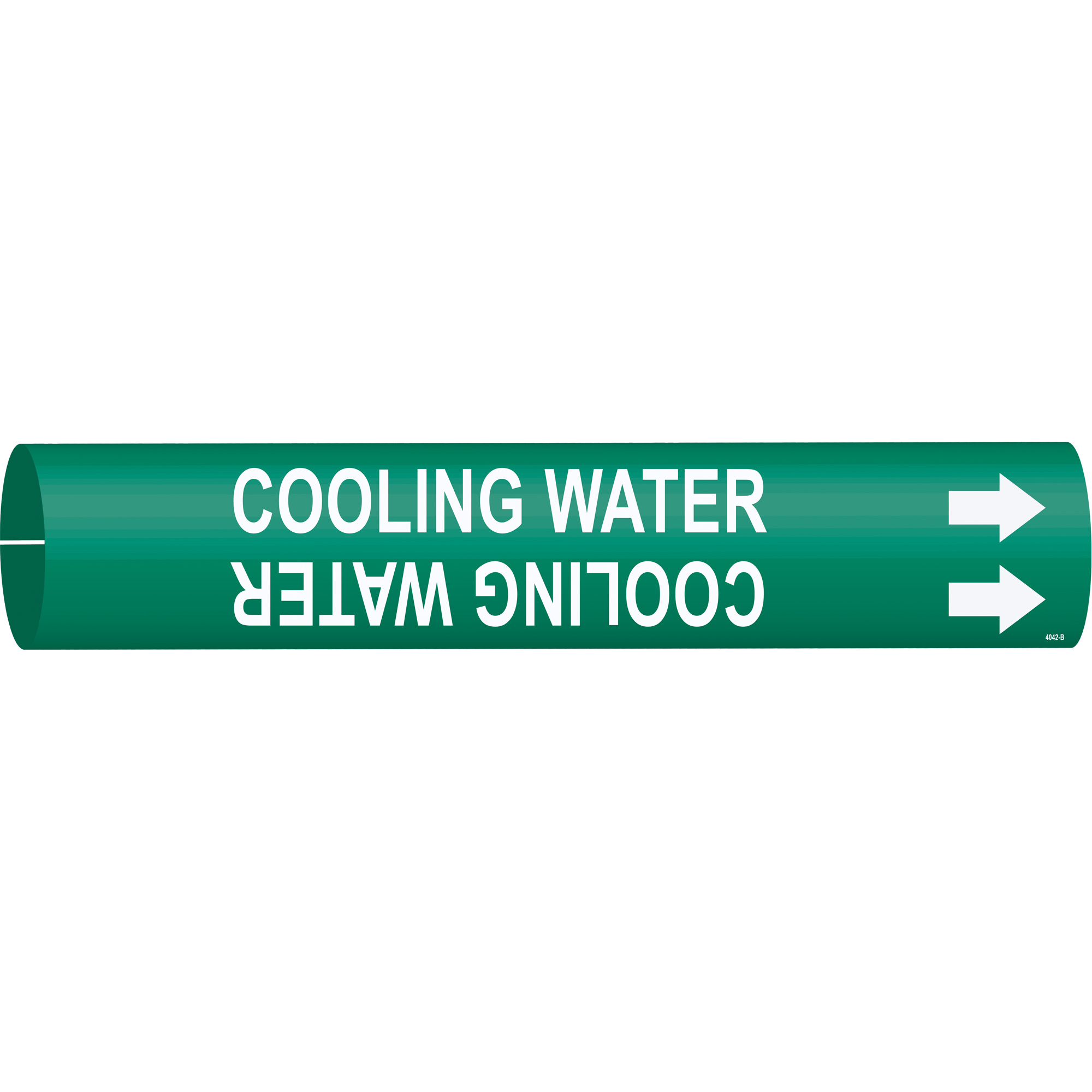 Marqueur de tuyau «Cooling Water», À pression, 7/8" h x 7/8" la, Blanc/vert