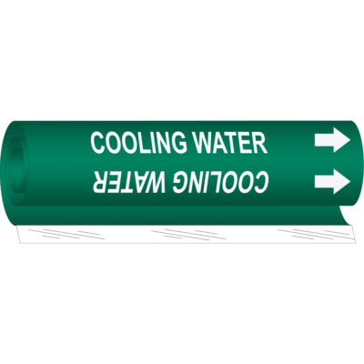 Marqueur de tuyau «Cooling Water», Enveloppant, 26" h x 12" la, Blanc/vert