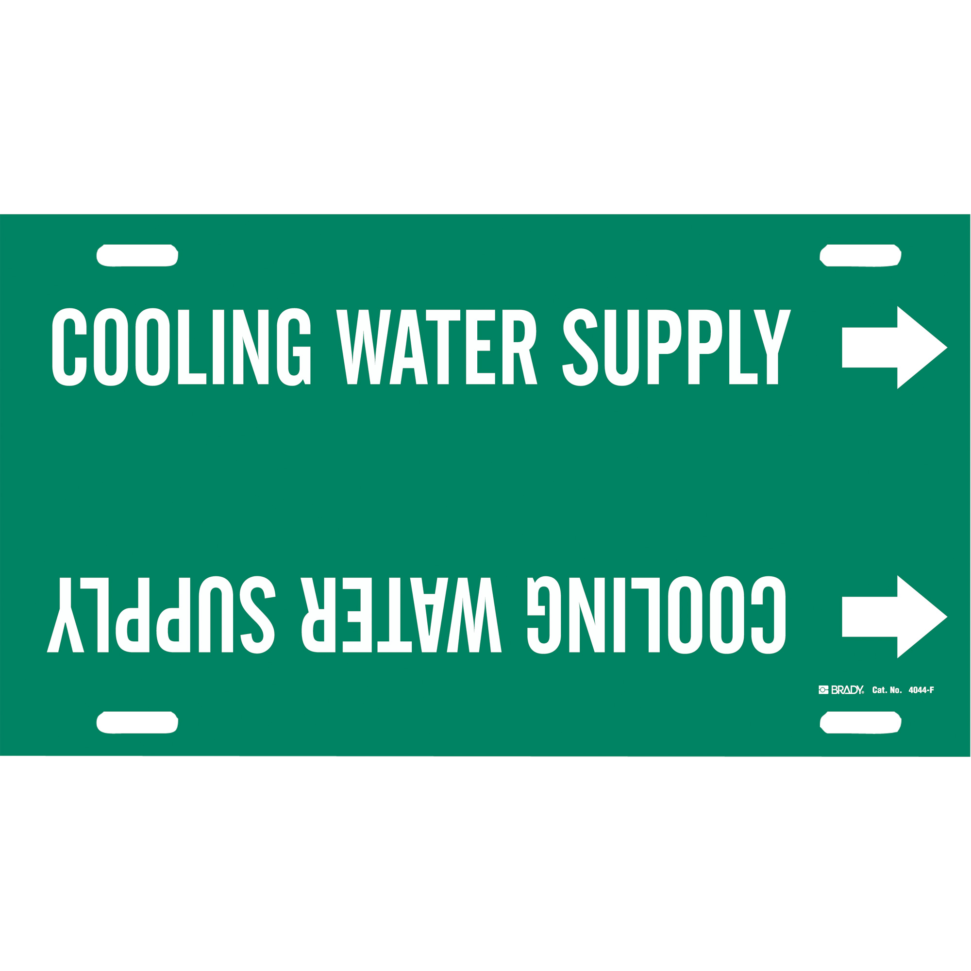 Marqueur de tuyau «Cooling Water Return», À attacher, 8" h x 16" la, Blanc/vert