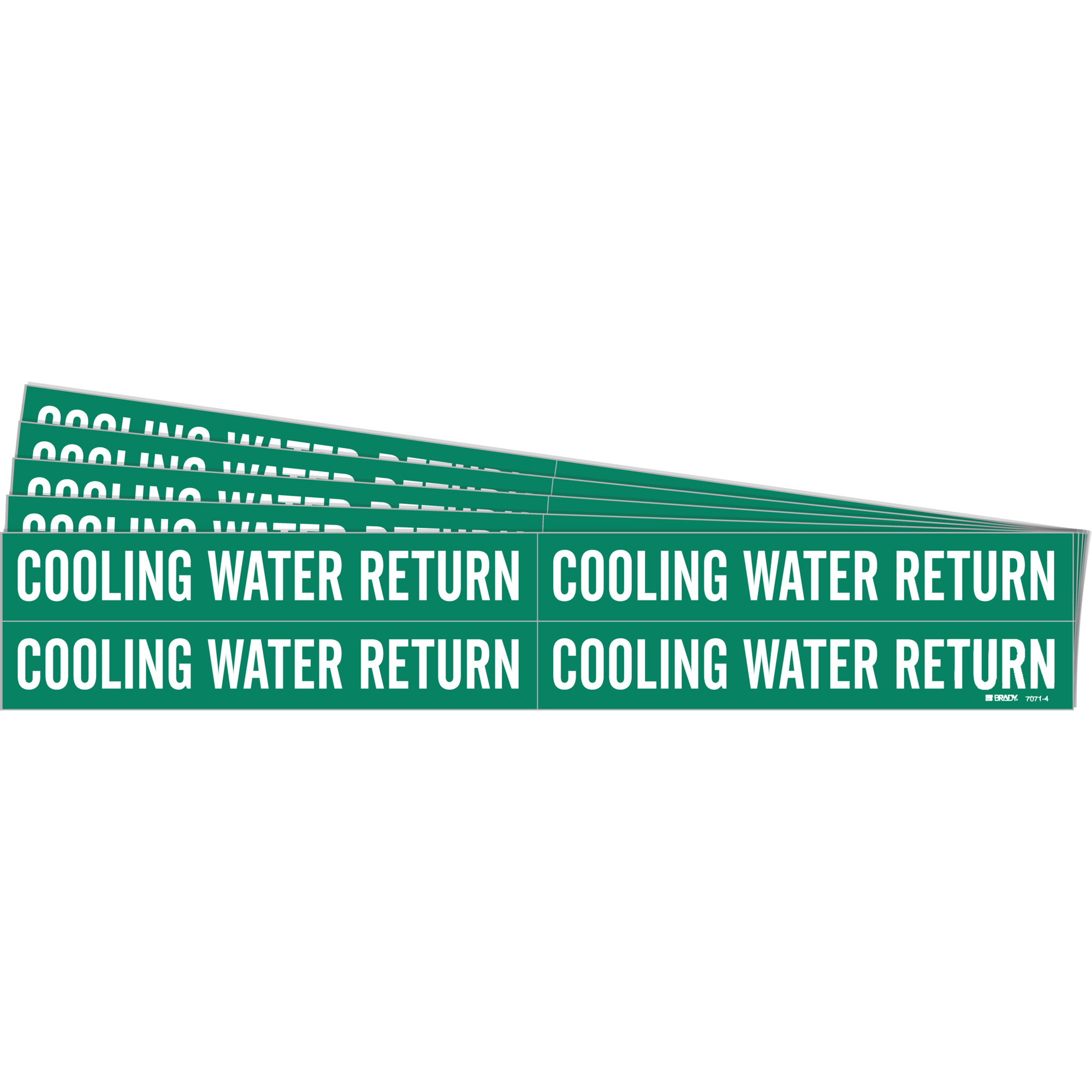 Marqueur de tuyau «Cooling Water Return», Autocollant, 1-1/8" h x 7" la, Blanc/vert