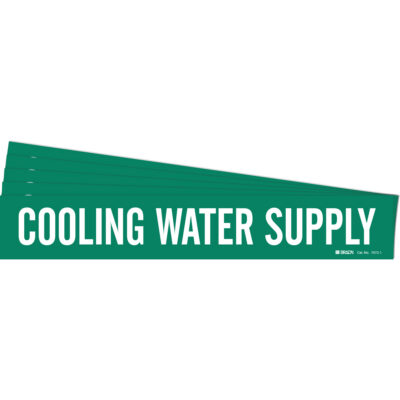 Marqueur de tuyau «Cooling Water Supply», Autocollant, 2-1/4" h x 14" la, Blanc/vert