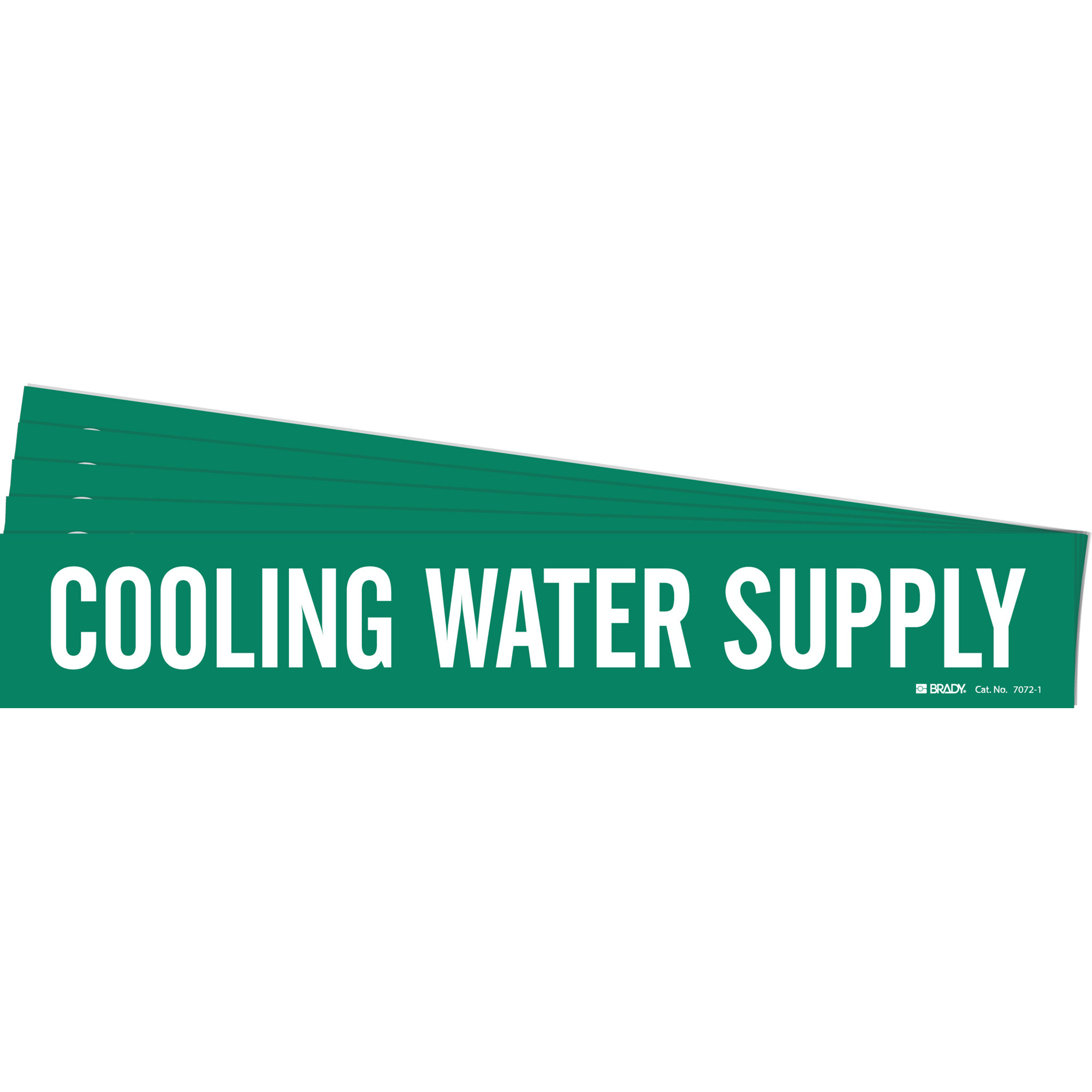 Marqueur de tuyau «Cooling Water Supply», Autocollant, 2-1/4" h x 14" la, Blanc/vert