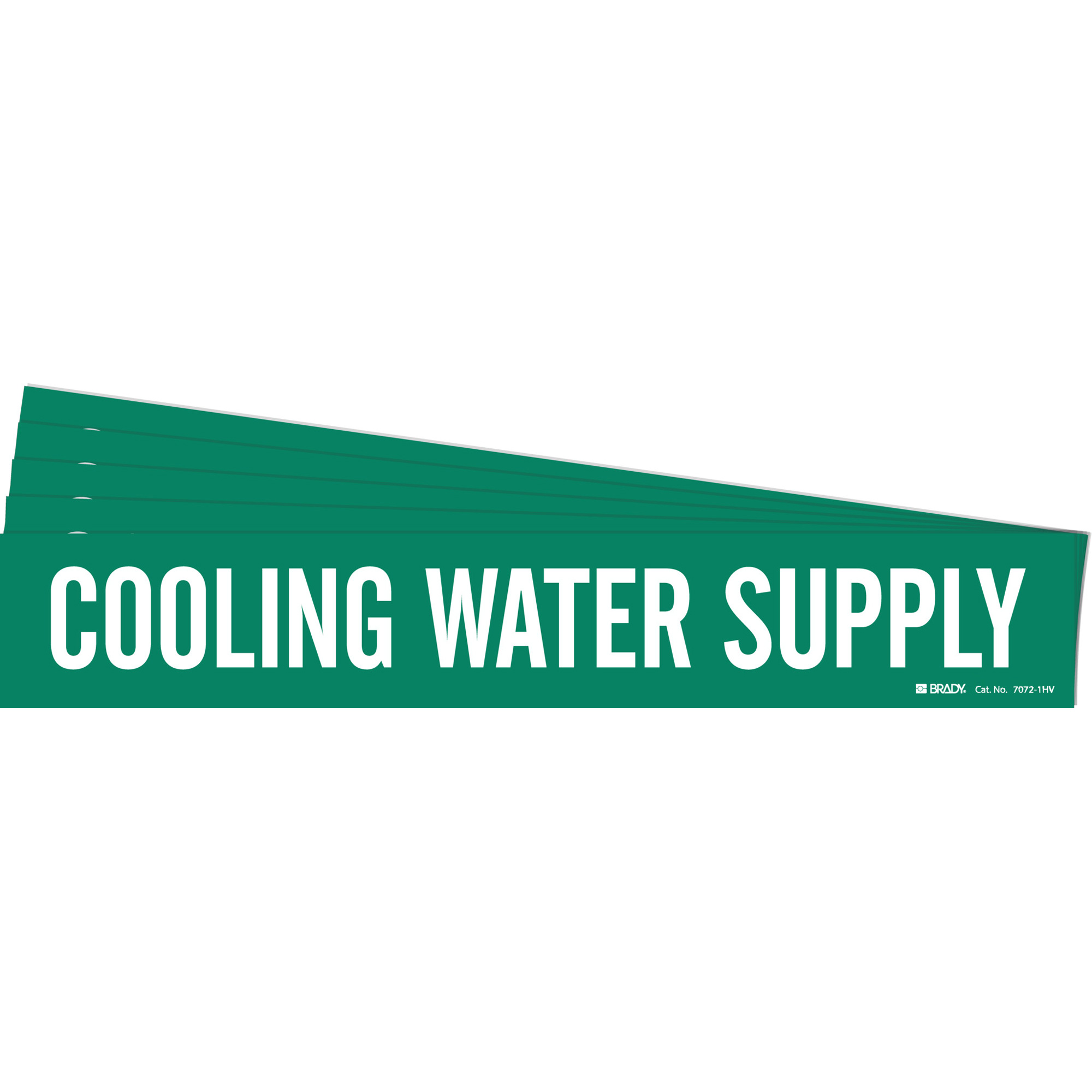 Marqueur de tuyau «Cooling Water Supply», Autocollant, 4" h x 24" la, Blanc/vert