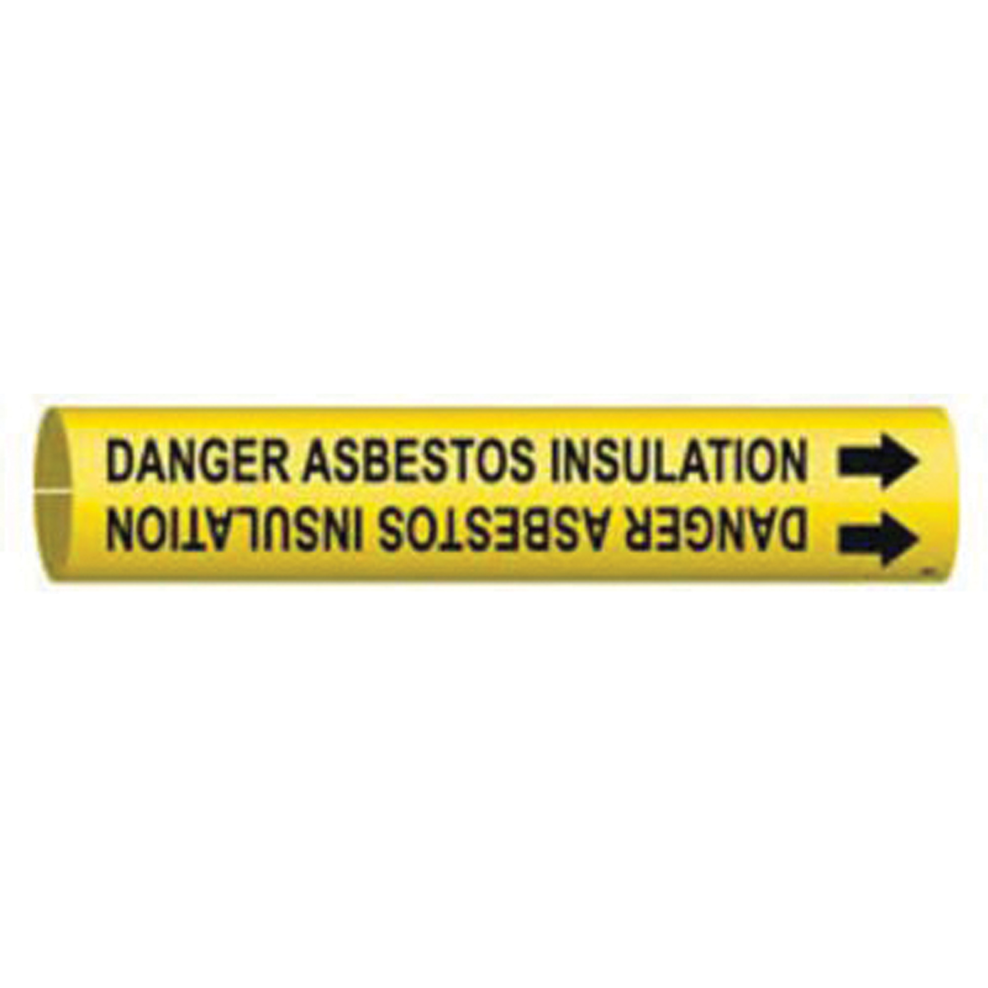 Marqueur de tuyau «Danger Asbestos Insulation», À pression, 13/16" h x 13/16" la, Noir sur jaune