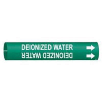 Marqueur de tuyau «Deionized Water», À pression, 2-13/16" h x 2-13/16" la, Blanc/vert