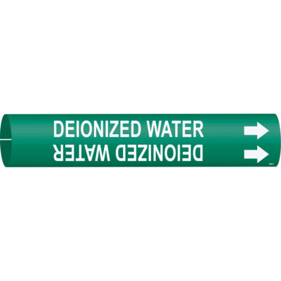 Marqueur de tuyau «Deionized Water», À pression, 2" h x 2" la, Blanc/vert