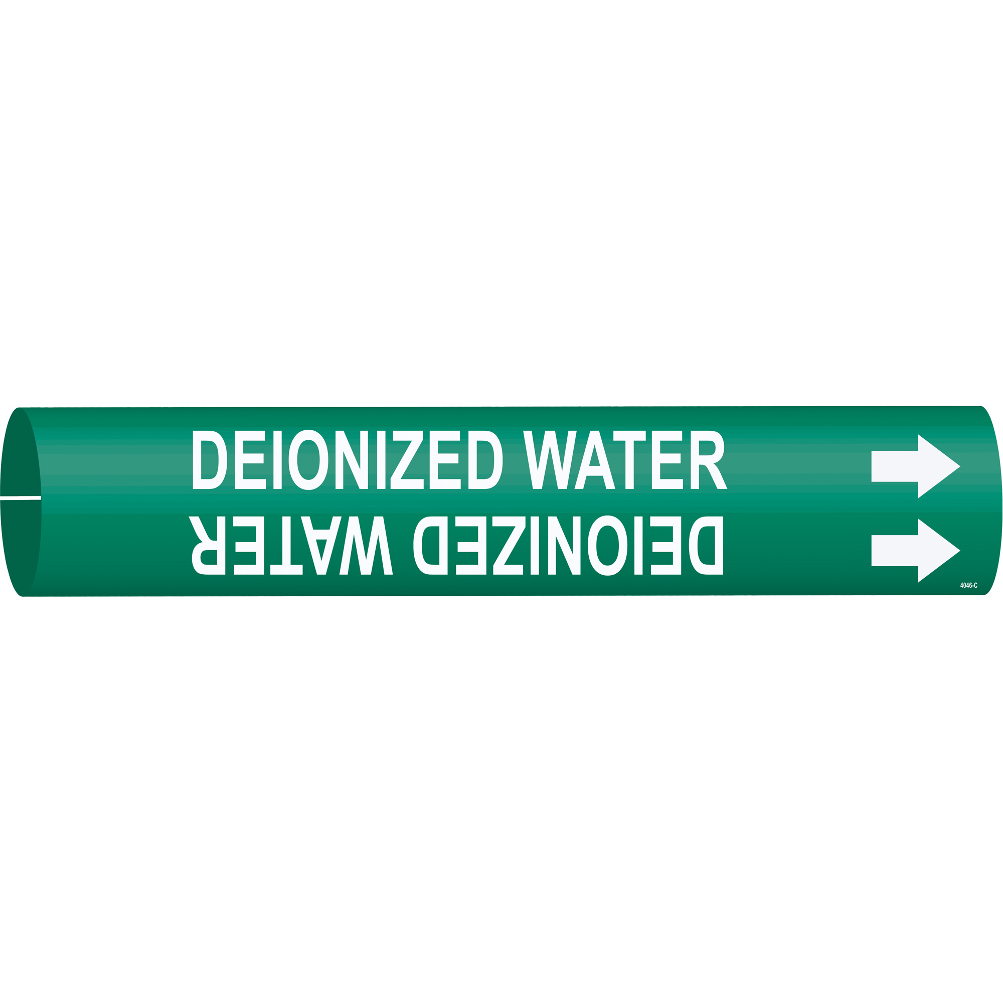 Marqueur de tuyau «Deionized Water», À pression, 2" h x 2" la, Blanc/vert
