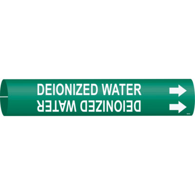 Marqueur de tuyau «Deionized Water», À pression, 7/8" h x 7/8" la, Blanc/vert