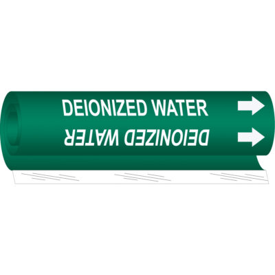 Marqueur de tuyau «Deionized Water», Enveloppant, 26" h x 12" la, Blanc/vert