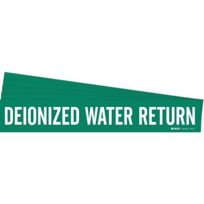 Marqueur de tuyau «Deionized Water Return», Autocollant, 2-1/4" h x 14" la, Blanc/vert