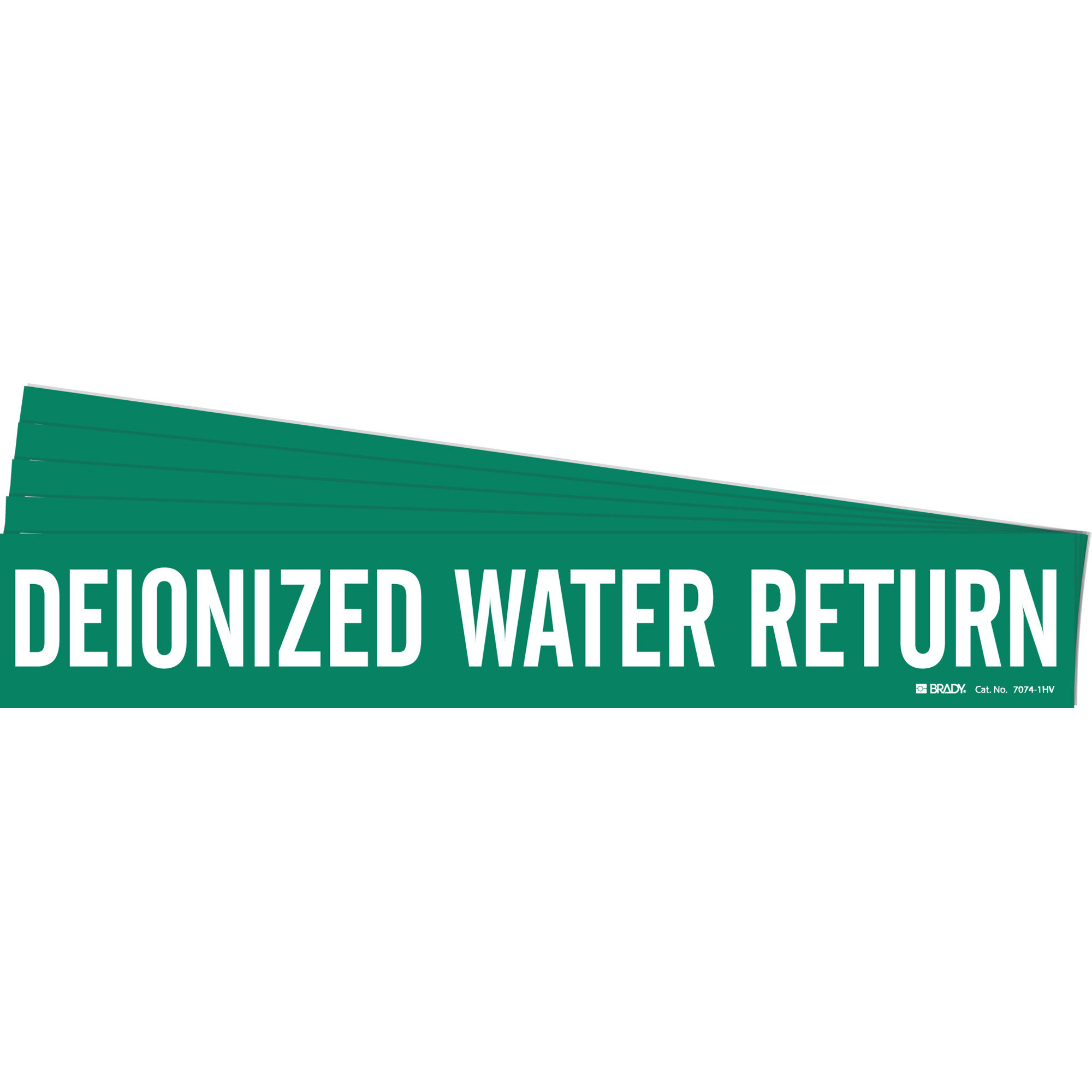 Marqueur de tuyau «Deionized Water Return», Autocollant, 4" h x 24" la, Blanc/vert