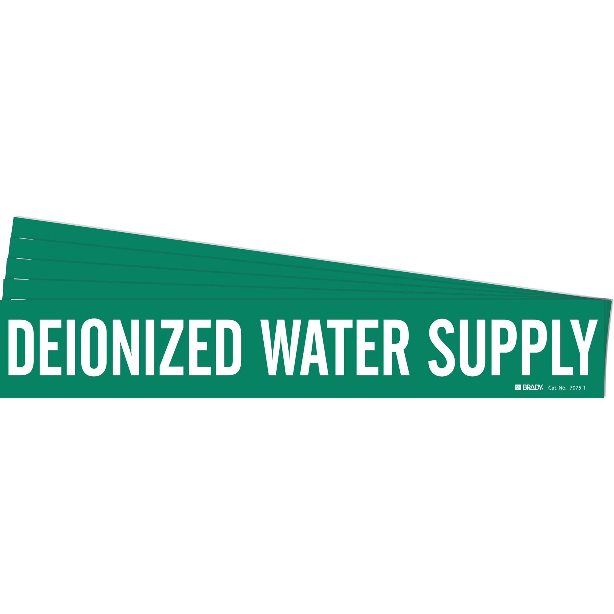 Marqueur de tuyau «Deionized Water Supply», Autocollant, 2-1/4" h x 14" la, Blanc/vert