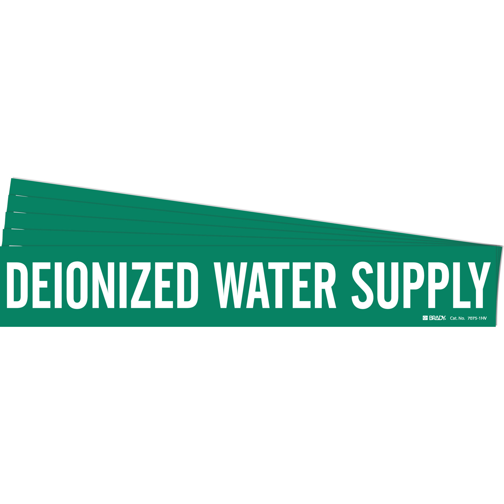 Marqueur de tuyau «Deionized Water Supply», Autocollant, 4" h x 24" la, Blanc/vert