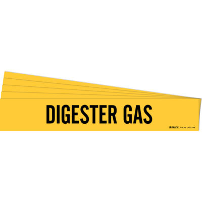 Marqueur de tuyau «Digester Gas», Autocollant, 4" h x 24" la, Noir sur jaune