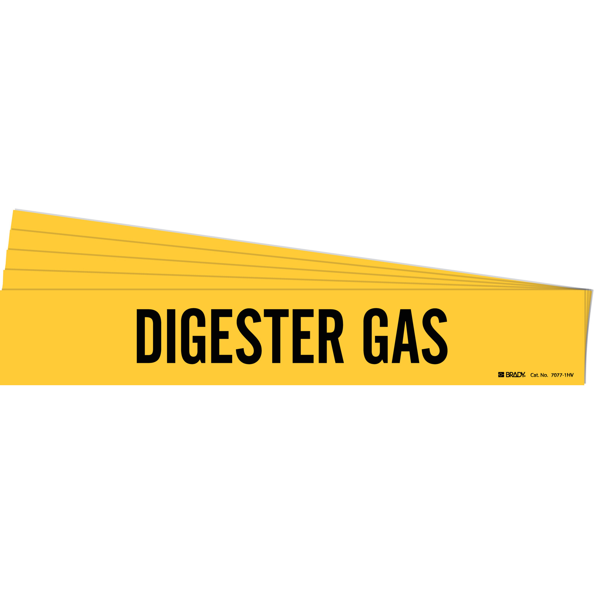 Marqueur de tuyau «Digester Gas», Autocollant, 4" h x 24" la, Noir sur jaune