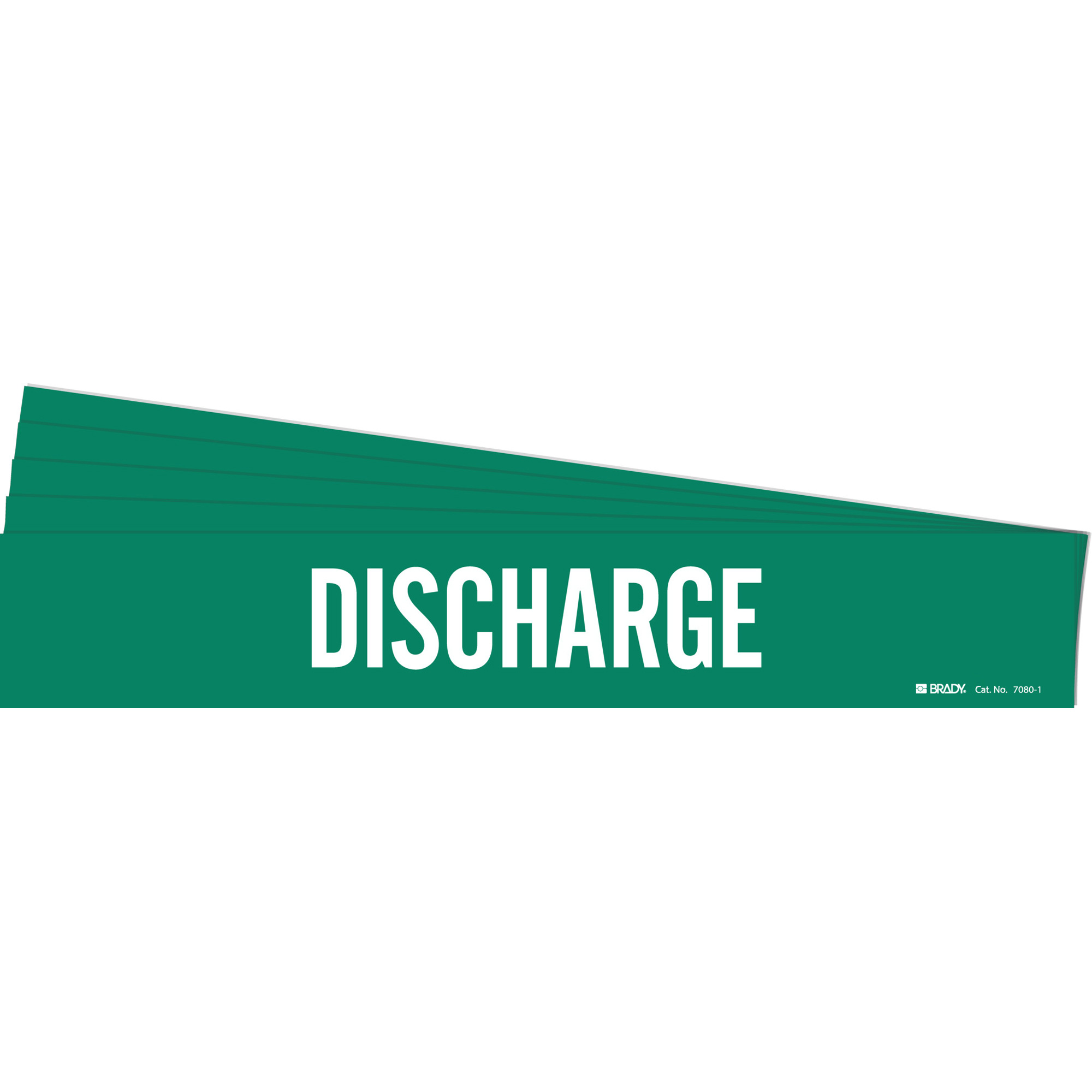 Marqueur de tuyau «Discharge», Autocollant, 2-1/4" h x 14" la, Blanc/vert