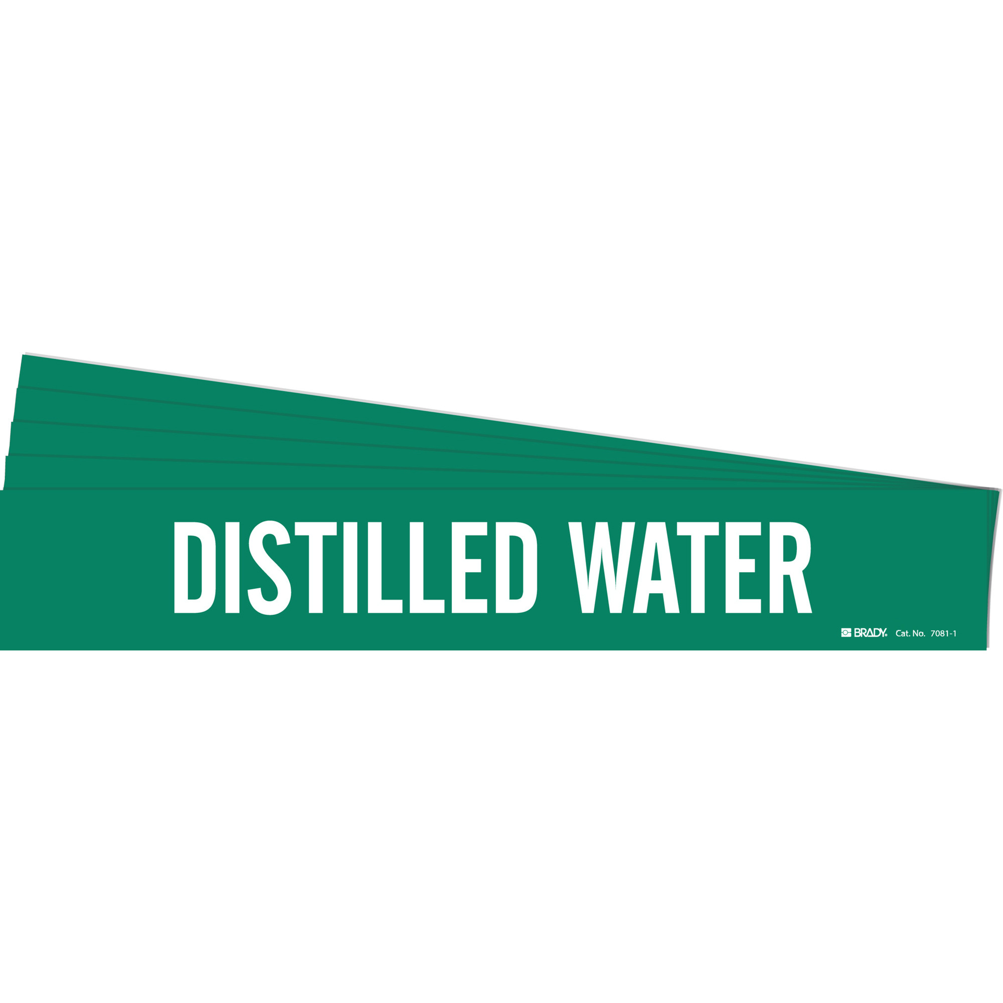 Marqueur de tuyau «Distilled Water», Autocollant, 2-1/4" h x 14" la, Blanc/vert