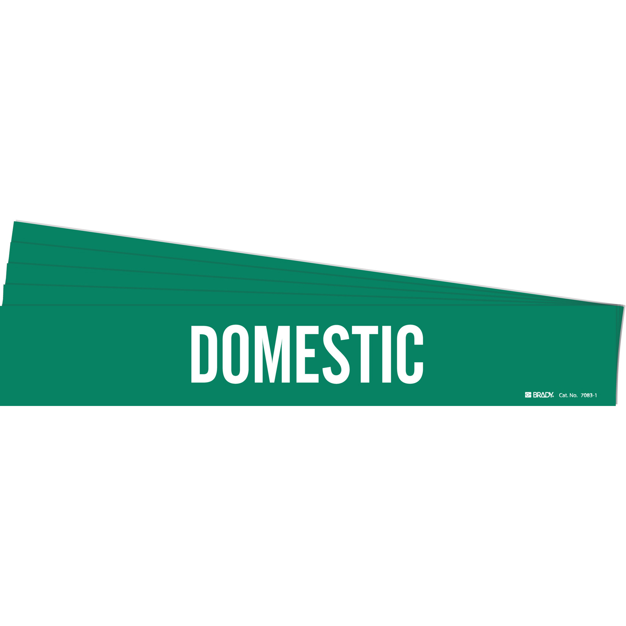 Marqueur de tuyau «Domestic», Autocollant, 2-1/4" h x 14" la, Blanc/vert