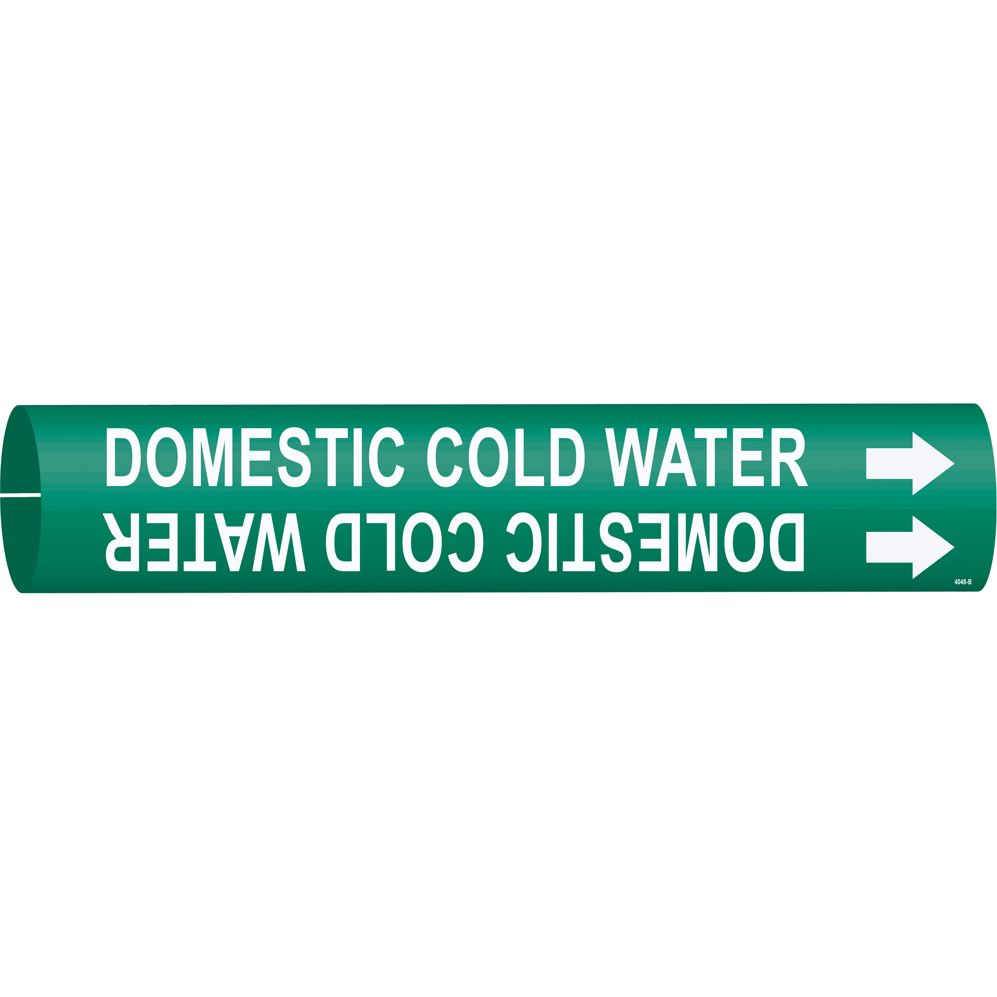 Marqueur de tuyau «Domestic Cold Water», À pression, 7/8" h x 7/8" la, Blanc/vert