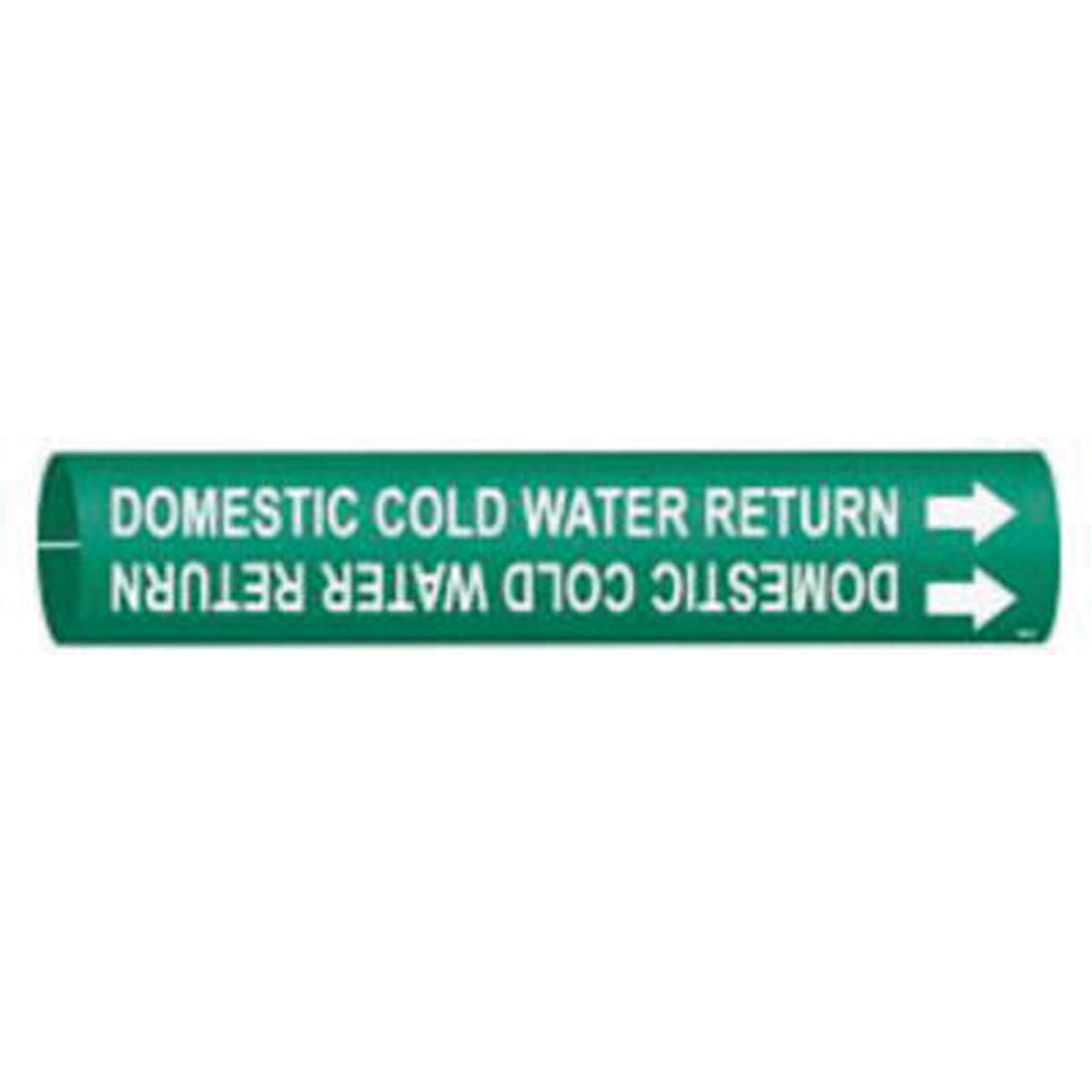Marqueur de tuyau «Domestic Cold Water Return», À pression, 13/16" h x 13/16" la, Blanc/vert