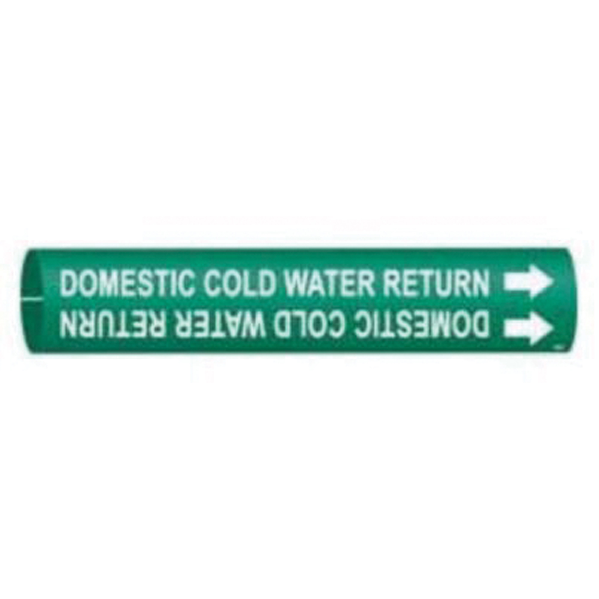 Marqueur de tuyau «Domestic Cold Water Return», À pression, 7/8" h x 7/8" la, Blanc/vert