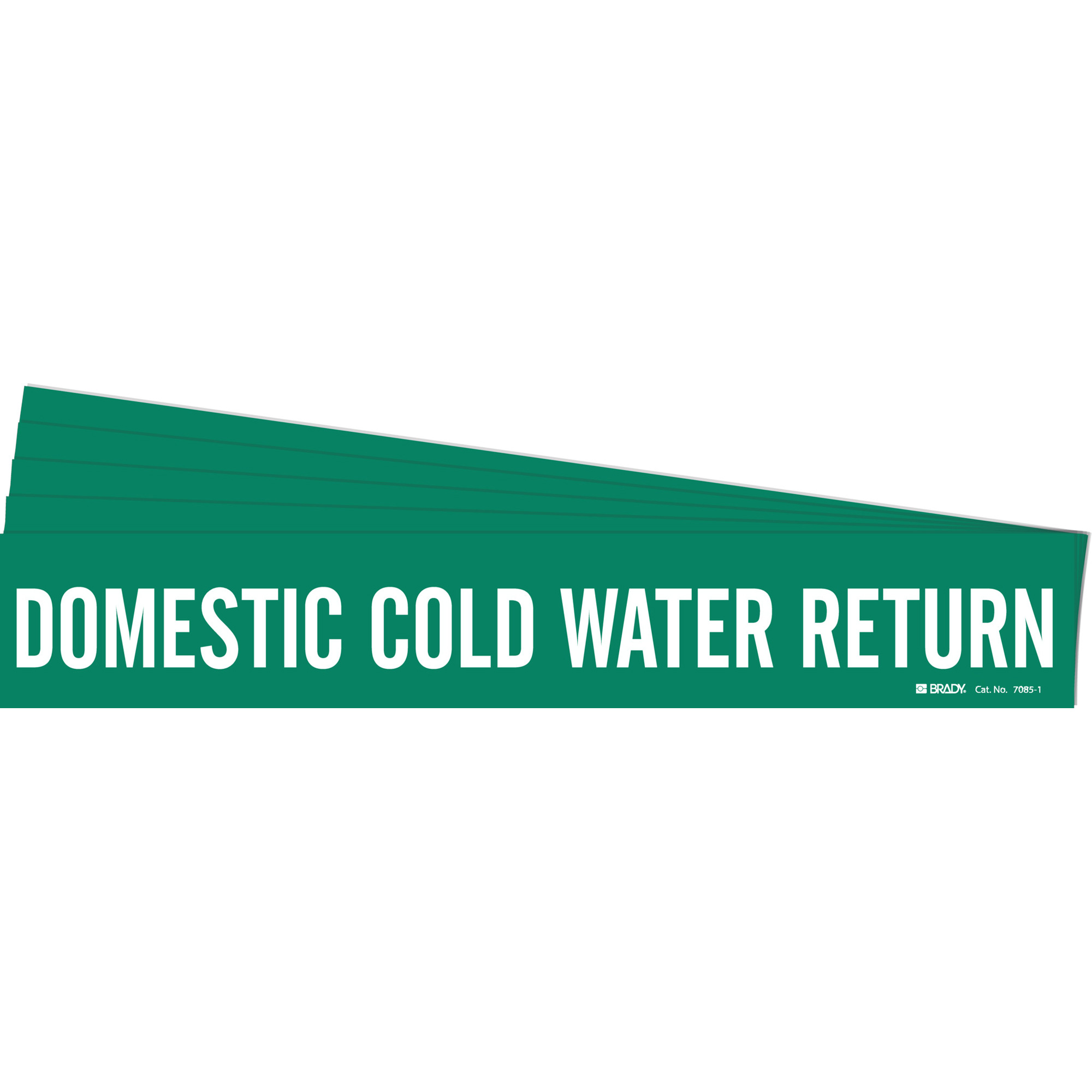 Marqueur de tuyau «Domestic Cold Water Return», Autocollant, 2-1/4" h x 14" la, Blanc/vert