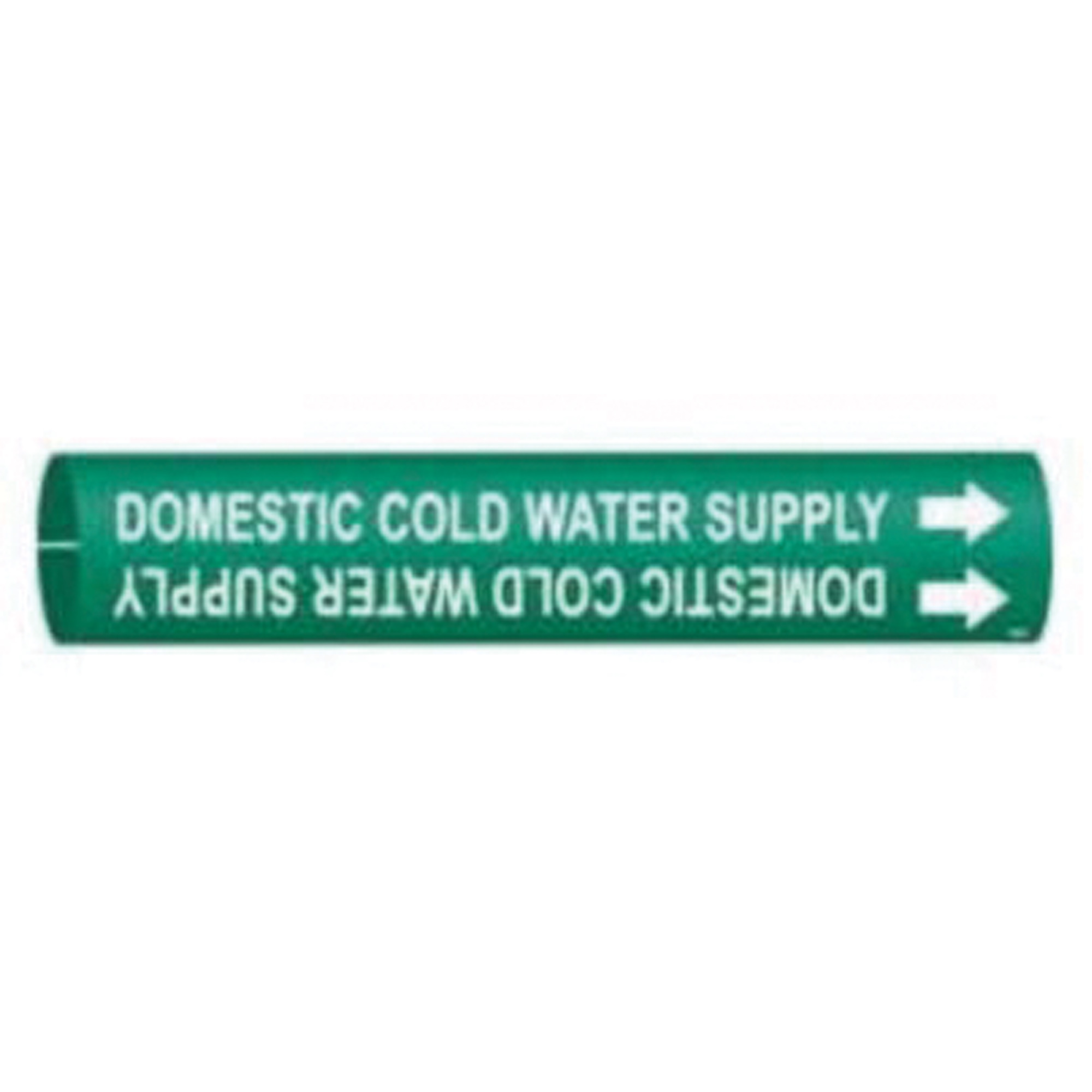 Marqueur de tuyau «Domestic Cold Water Supply», À pression, 7/8" h x 7/8" la, Blanc/vert