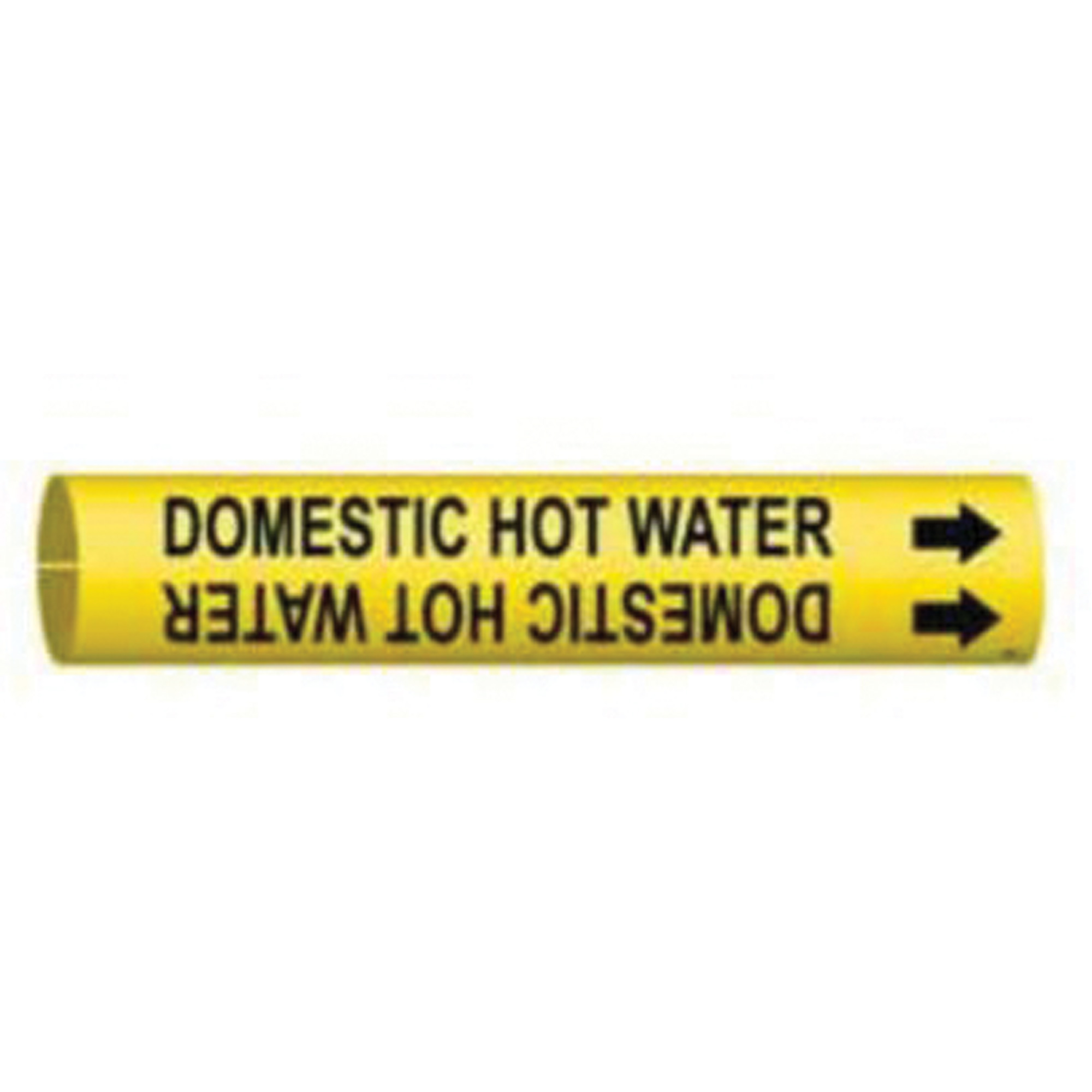 Marqueur de tuyau «Domestic Hot Water», À pression, 13/16" h x 13/16" la, Noir sur jaune