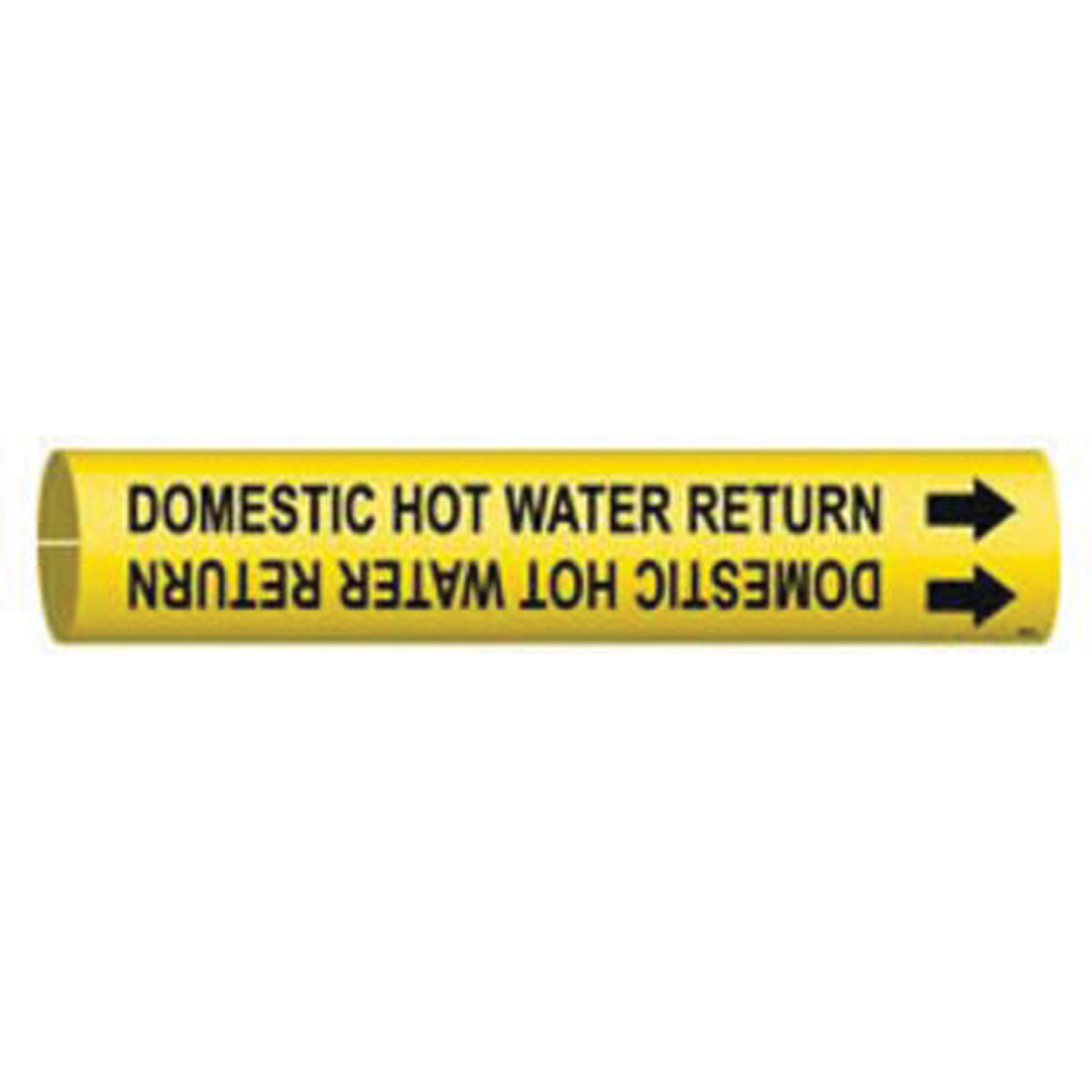 Marqueur de tuyau «Domestic Hot Water Return», À pression, 13/16" h x 13/16" la, Noir sur jaune
