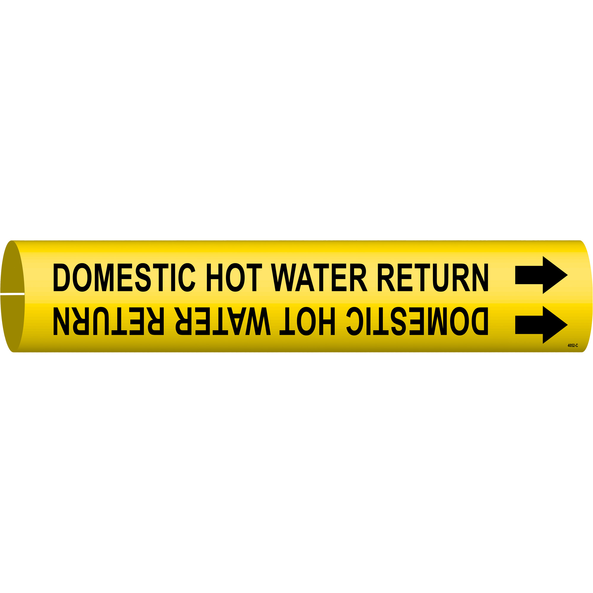 Marqueur de tuyau «Domestic Hot Water Return», À pression, 2" h x 2" la, Noir sur jaune