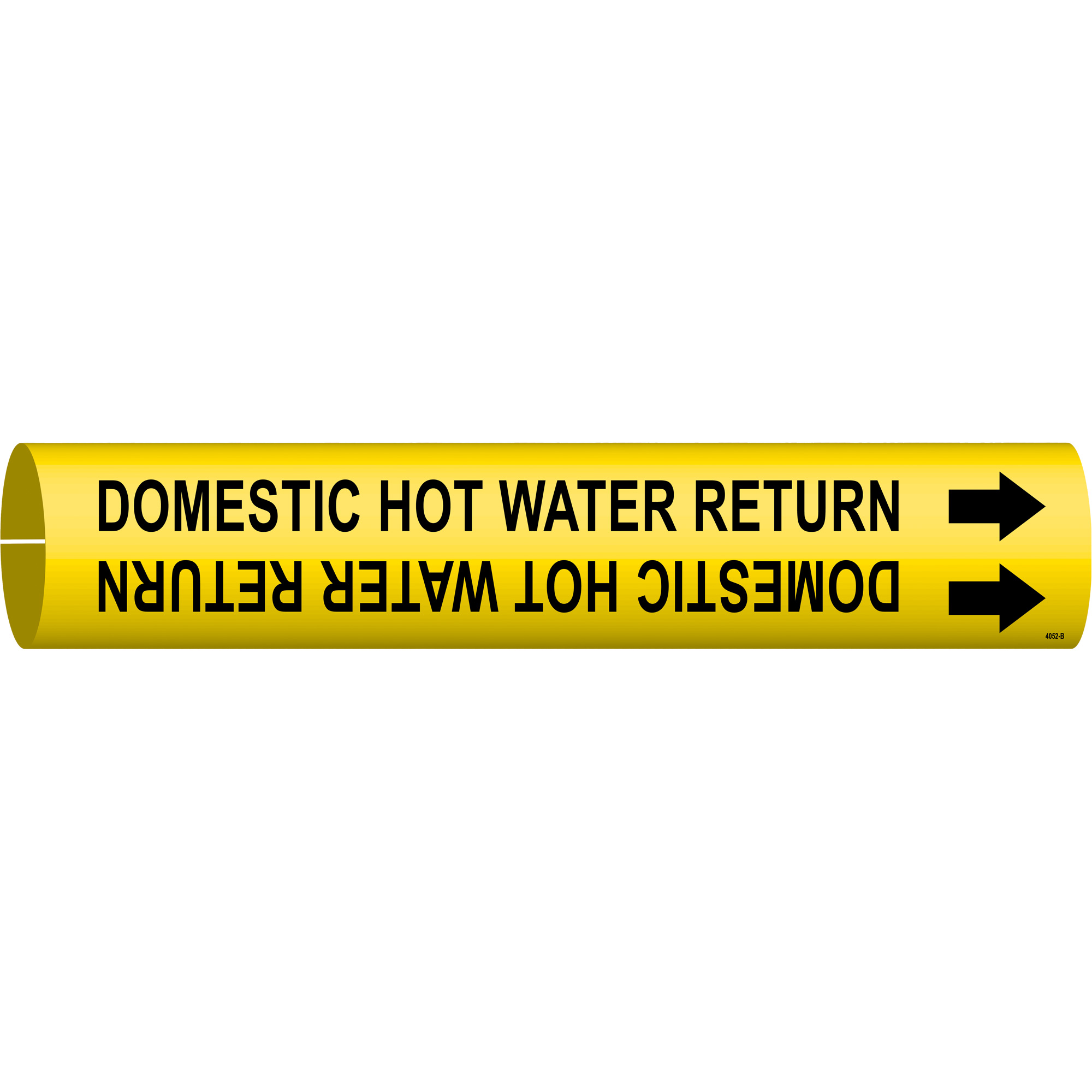 Marqueur de tuyau «Domestic Hot Water Return», À pression, 7/8" h x 7/8" la, Noir sur jaune