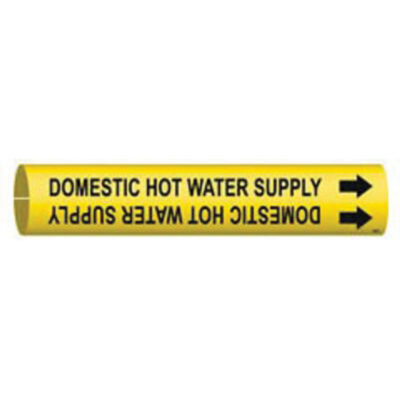 Marqueur de tuyau «Domestic Hot Water Supply», À pression, 7/8" h x 7/8" la, Noir sur jaune
