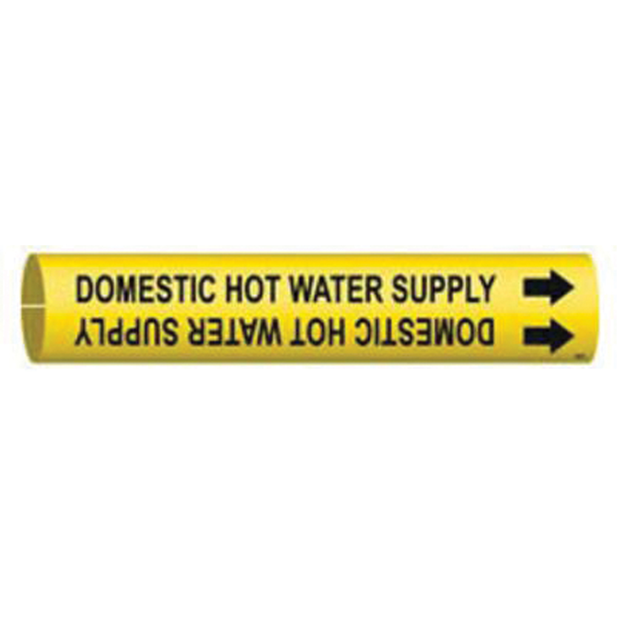 Marqueur de tuyau «Domestic Hot Water Supply», À pression, 7/8" h x 7/8" la, Noir sur jaune