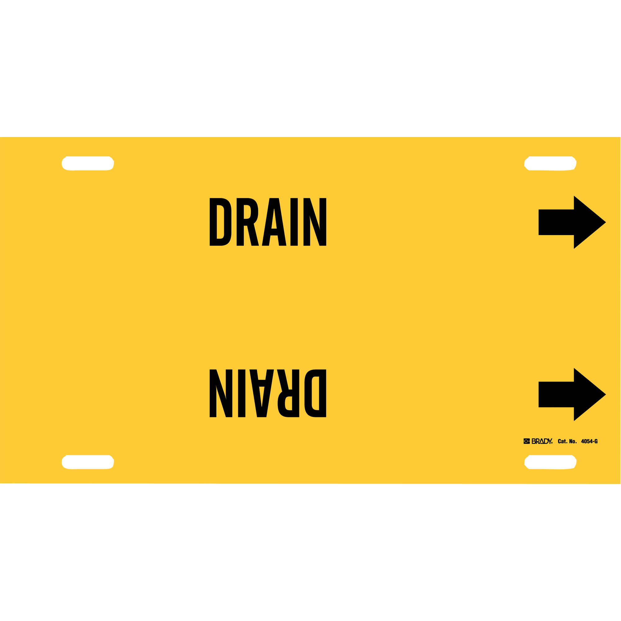 Marqueur de tuyau «Drain», À attacher, 10" h x 24" la, Noir sur jaune
